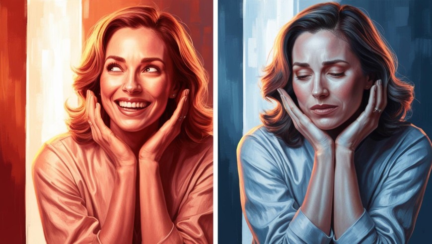 A woman showing mood swings.